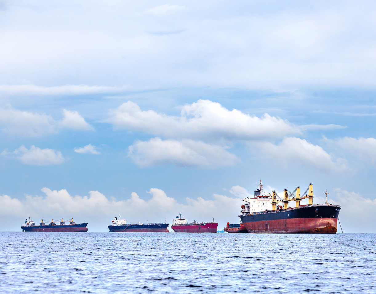 Large vessels sailing in formation
